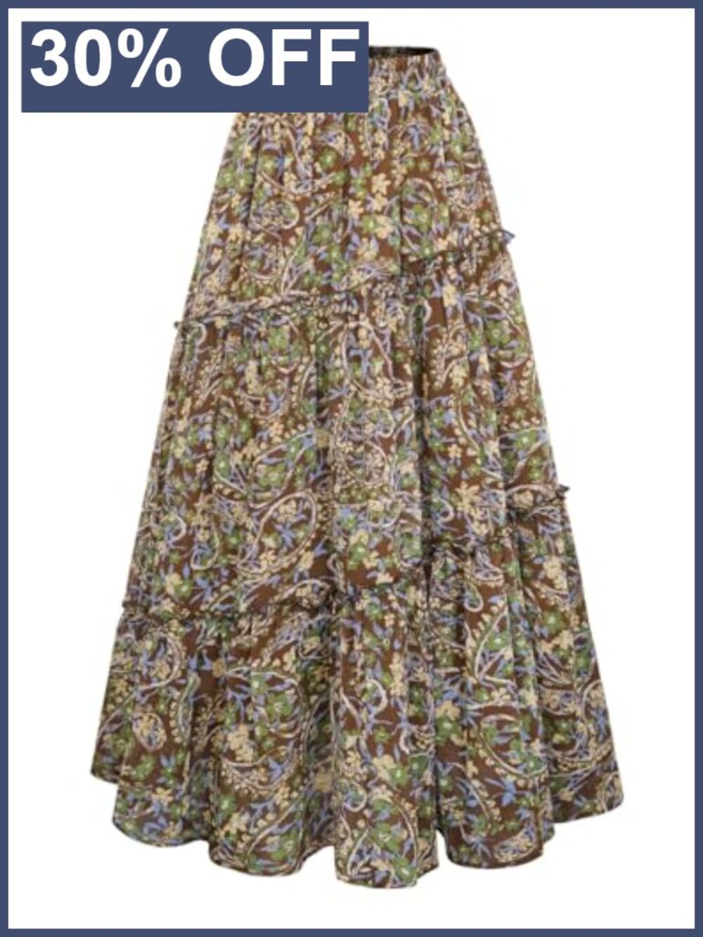 Patchwork Tiered Chiffon Maxi Skirt with Pockets